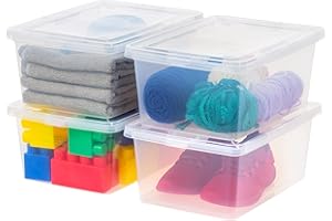 IRIS OHYAMA IRIS USA 4-Pack Storage Bins with Lids, 15 Quart, Shoe Boxes Clear Stackable Containers Organize Shoes Closet Shelves, Classroom Organization Teacher Tools, Game Storage - BPA-Free Plastic