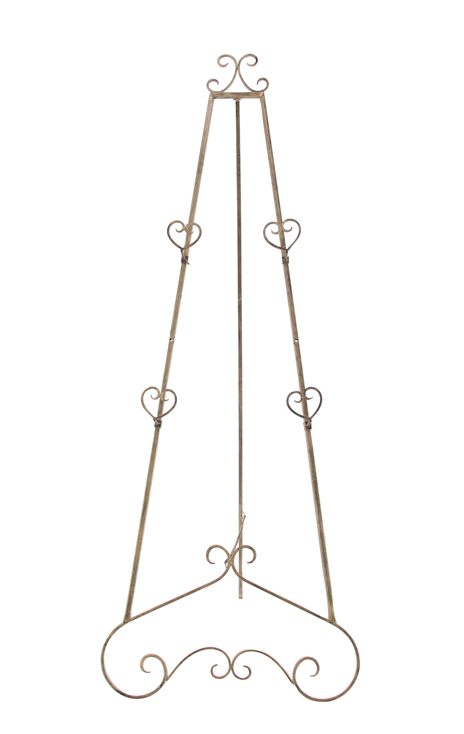 Photo 1 of **BAD PAINT JOB**Deco 79 Metal Scroll Display Easel Extra Large Adjustable 3 Tier Floor Standing Easel with Chain Support, Display Stand 23" x 33" x 68", Gold