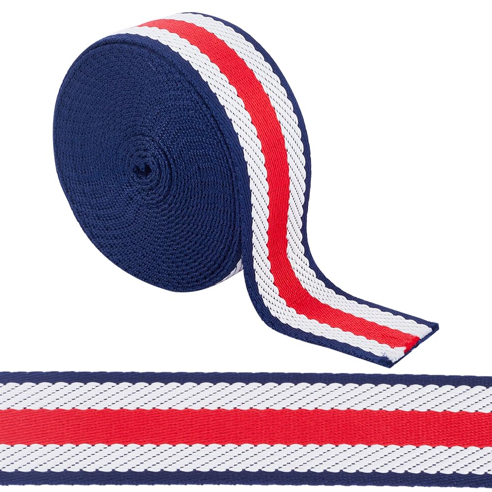 GORGECRAFT 5m Tricolor Ribbon Cotton Webbing Strap Black White and Red Stripe Grosgrain Ribbon Double Face Polyester Colorful Ribbon for Crafts DIY Gift Package Wrapping Clothing Accessories