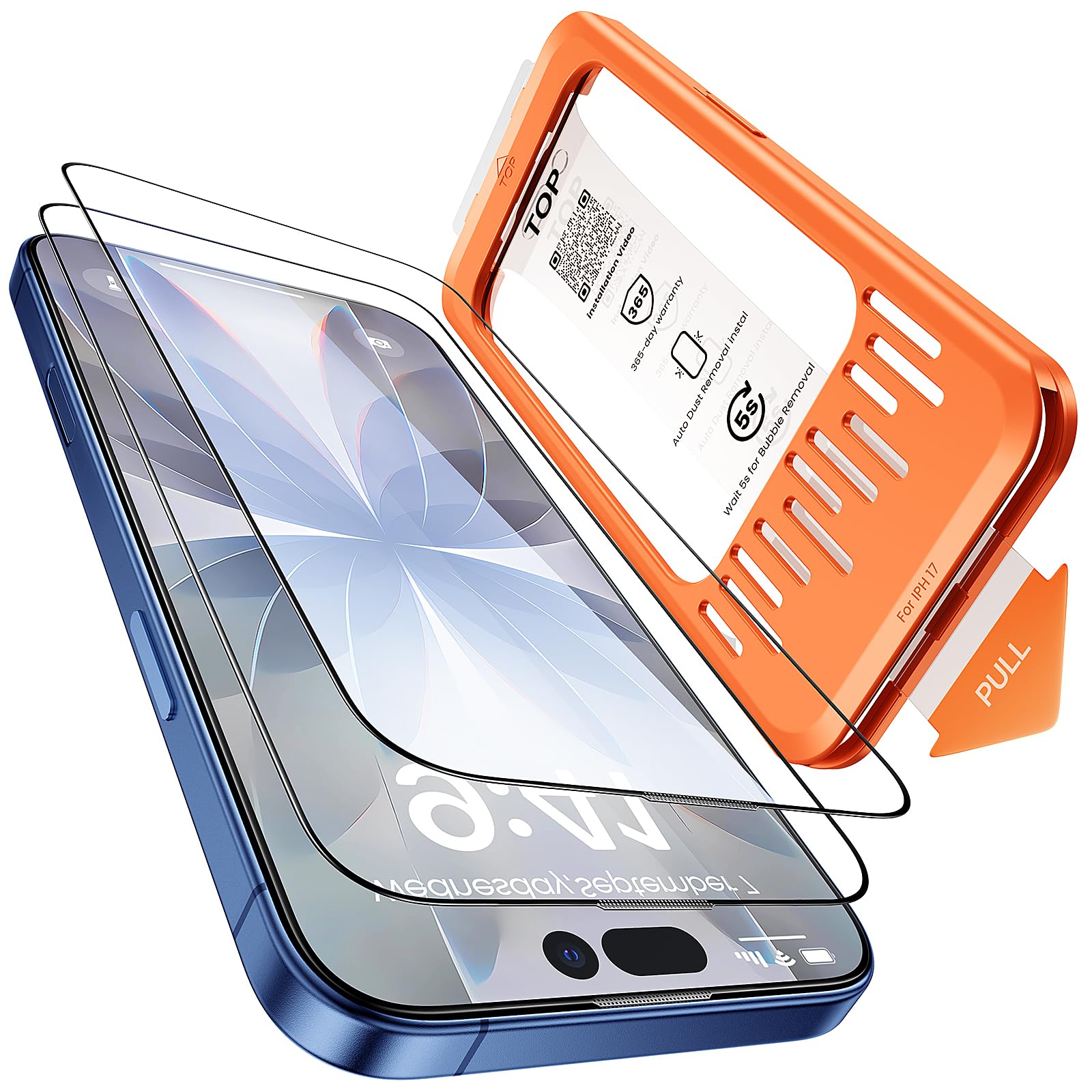 Tigowos 2-Pack for iPhone 17 Screen Protector,[Double Shatterproof Tempered Glass] [9H+ Hardness],99.99% HD Clear,Full Coverage,Anti Scratch & Smudge,Easy Installation
