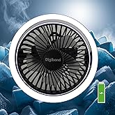 Digibond Small Fan, High Power Silent Desk Fan Portable USB Fan 3000mAh Rechargeable Battery Powered, 3 Speed 5.3in with Night Light/Hook,180°Rotated Easy Clean (Black)