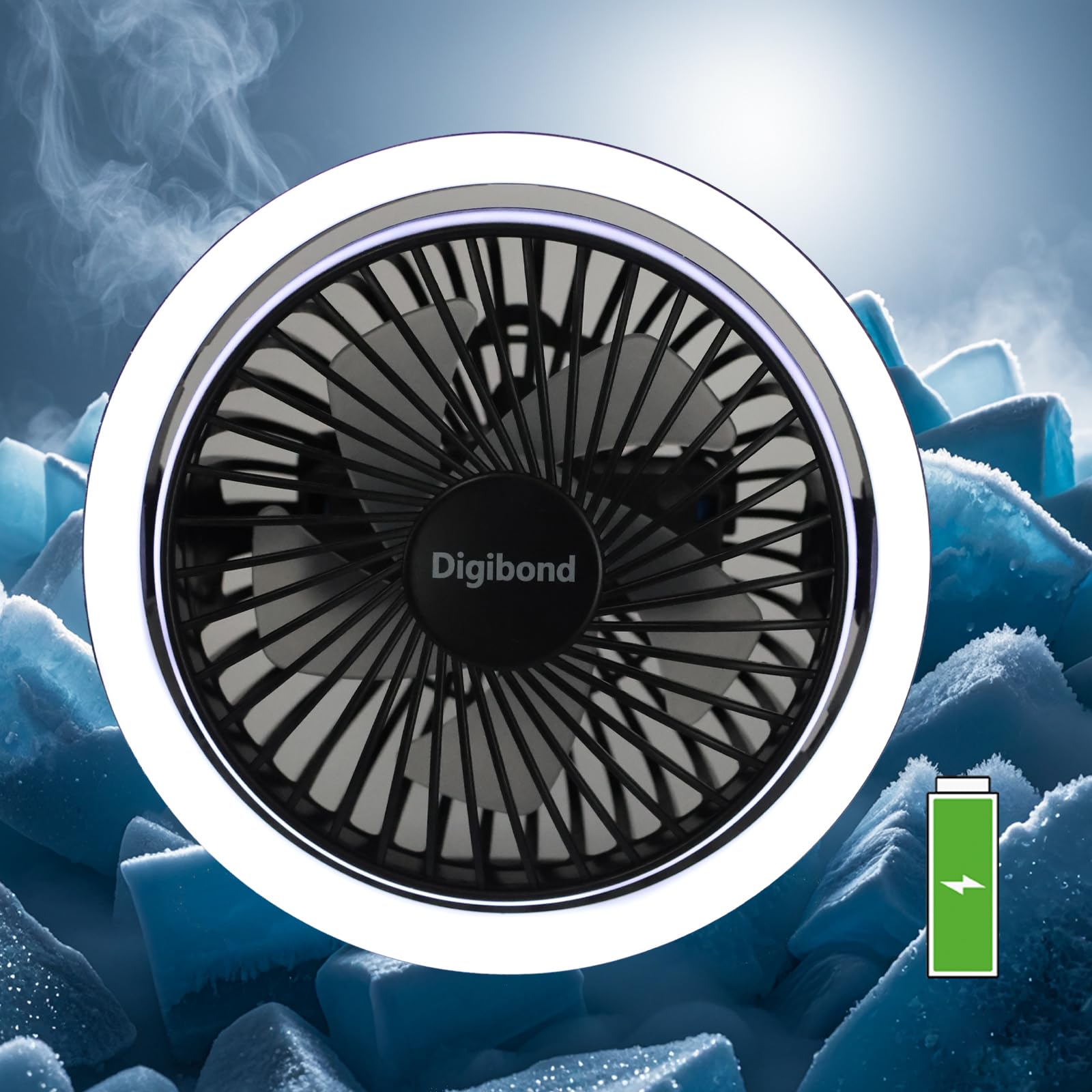 Photo 1 of ***Missing fan blade***
Digibond Small Fan, High Power Silent Desk Fan Portable USB Fan 3000mAh Rechargeable Battery Powered, 3 Speed 5.3in with Night Light/Hook,180°Rotated Easy Clean (Black).