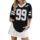 OCURHU Jersey Shirts for Women Y2k Oversized Streetwear Clothes Causal Mesh Jersey Tops