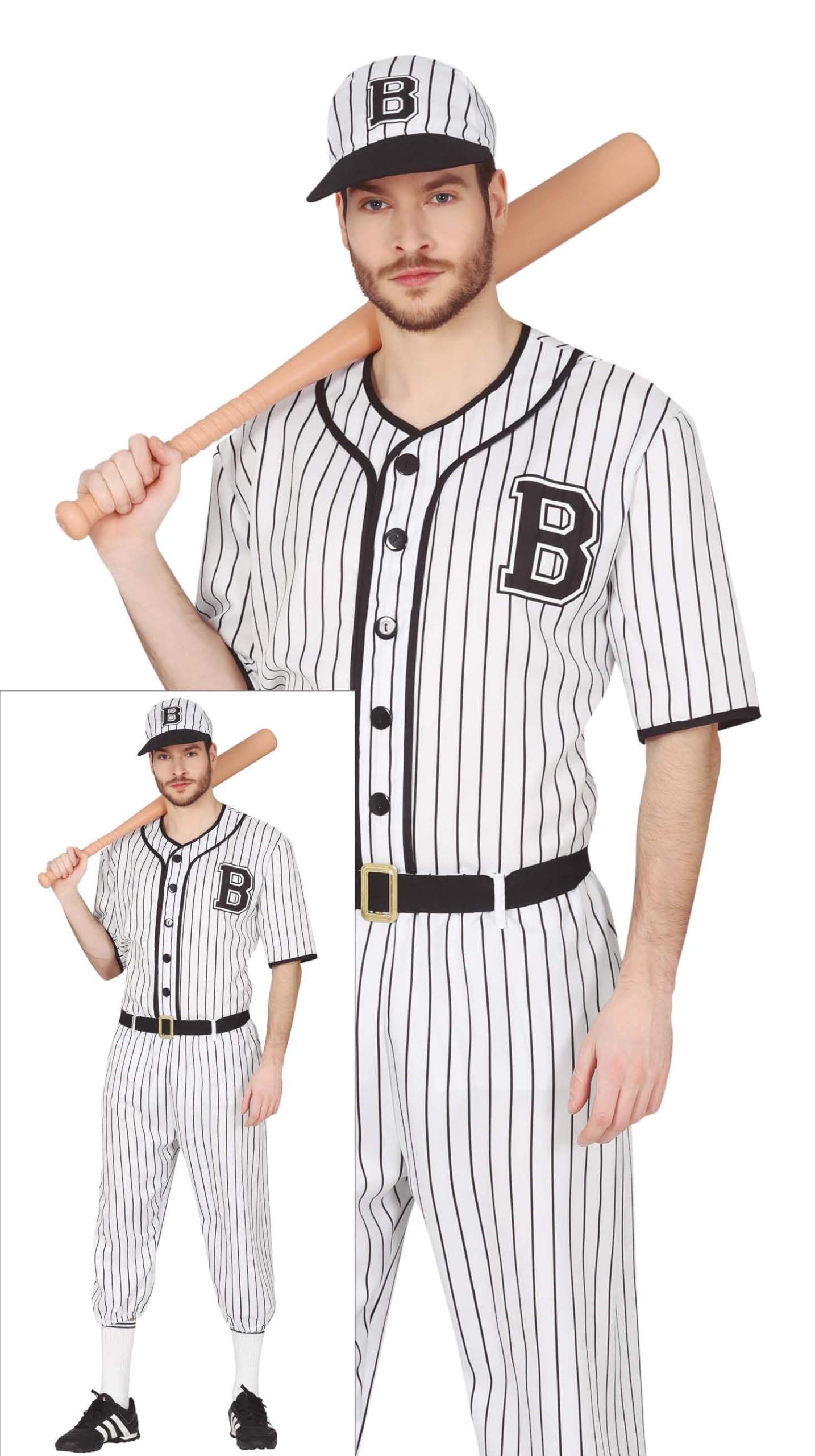 FIESTAS GUIRCA Baseball Player Fancy Dress Costume Adult Man Size Large