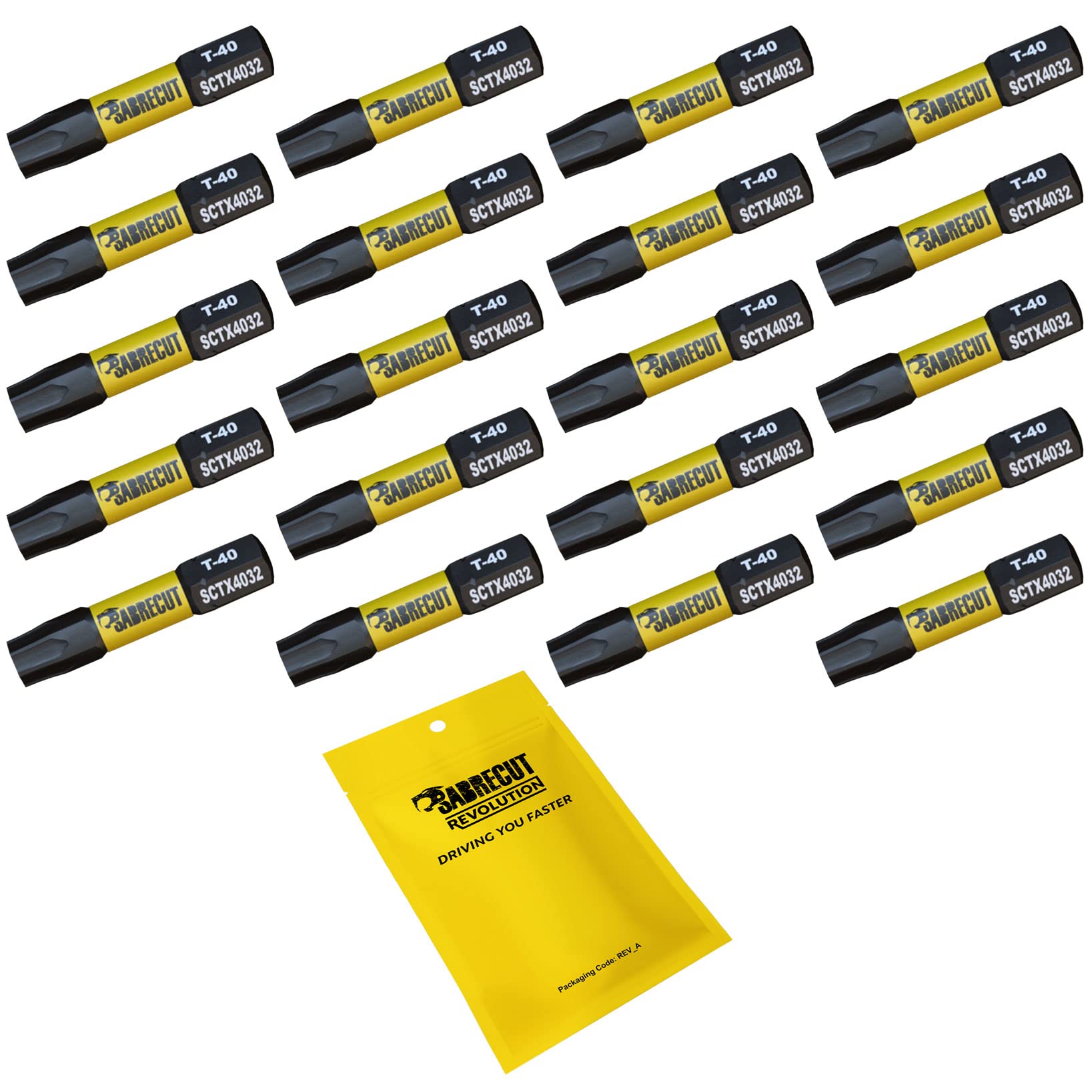 20 x SabreCut SCTX4032_20 32mm T40 TX40 Magnetic Impact Screwdriver Driver Bits Set Torx Heavy Duty