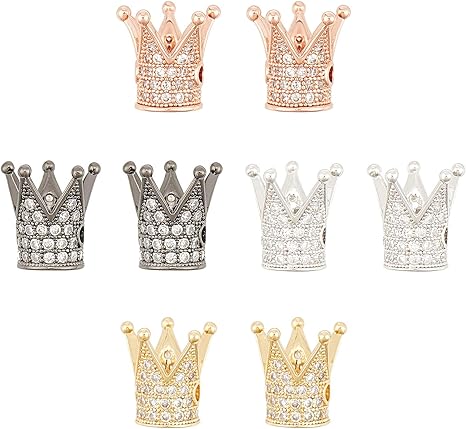 Amazon Co Jp Nbeads 約8個 4色 王冠ビーズ 立方体ジルコニア ブラス クラウンビーズ ブレスレット コネクター ジュエリー 手作りアクセサリーパーツ チャーム ハンドメイド ジュエリー アクセサリー パーツ 手芸用 ゴールデン ホビー