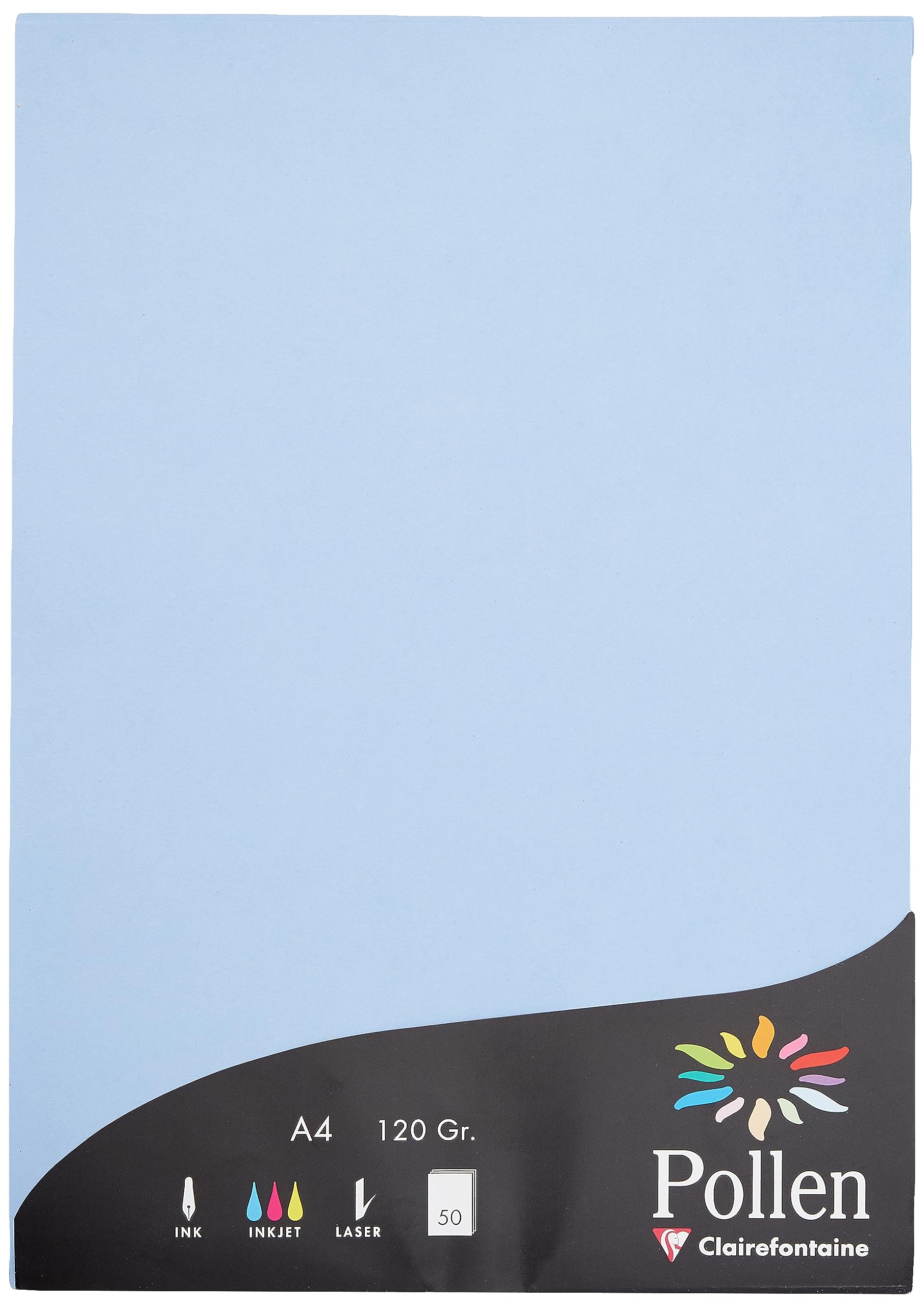 Clairefontaine 44238C Wallet of 50 Sheets Format A4 (21x29,7cm) 120gsm Lavender Blue Invitation Correspondence Paper Pollen range Premium Smooth Paper