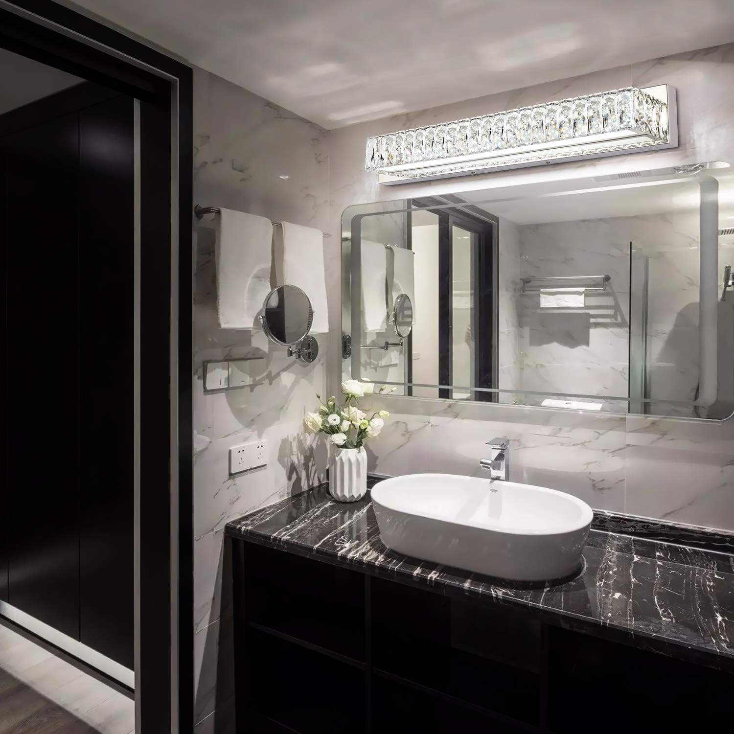 ZUZITO Crystal Bathroom Vanity Lighting Fixtures 7500 Modern LED Vanity Lights Over Mirror White Light - - 