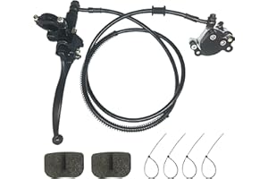HOLATO 50 Inch Upgraded Hydraulic Brake Master Cylinder Caliper System with Brake Pads for 97cc 2.8HP Baja DoodleBug Dirt Bug DB30 Blitz Mini Bike Mini Moto On Left 7/8" Handlebars Parts (BLACK)