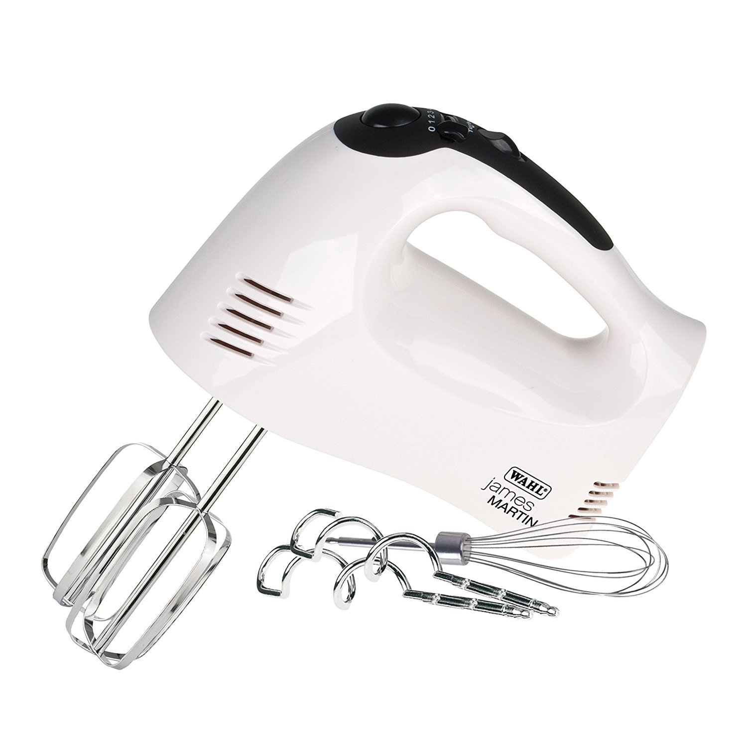 Wahl ZX822 James Martin Hand Mixer, Electric Whisk with Dough Hooks and Whisks, White/Black, 29.01 cm*19.99 cm*9.5 cm