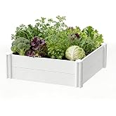 4'x4'x12" White Vinyl Raised Garden Bed, Screwless Modular Planter Box | Outdoor Above Ground Bed for Vegetables, Herbs, Flowers &amp; Whelping Pen