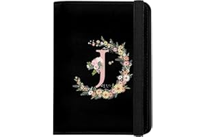 GABraden Cute Passport Holder and Holder Combo Passport Cover with RFID Blocking Women Men Compatible Wallet Credit Card Protector (Initial Monogram-J)