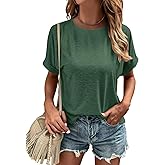 Scgirl Womens T-Shirts Casual Short Sleeve Crew Neck T Shirts Loose Fit Tee Solid Basic Tops