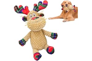 Chongqile Squeaky Christmas Reindeer Dog Toys, Interactive Plush Dog Toys for Small and Medium Dogs, Suitable for Trainning and Reducing Boredom and Anxiety. (Reindeer)