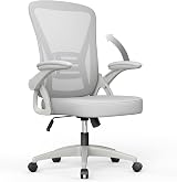 naspaluro Ergonomic Office Chair with 90° Flip-up Armrests Grey 50x50x92 cm
