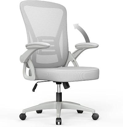 naspaluro Ergonomic Office Chair with 90° Flip-up Armrests Grey 50x50x92 cm