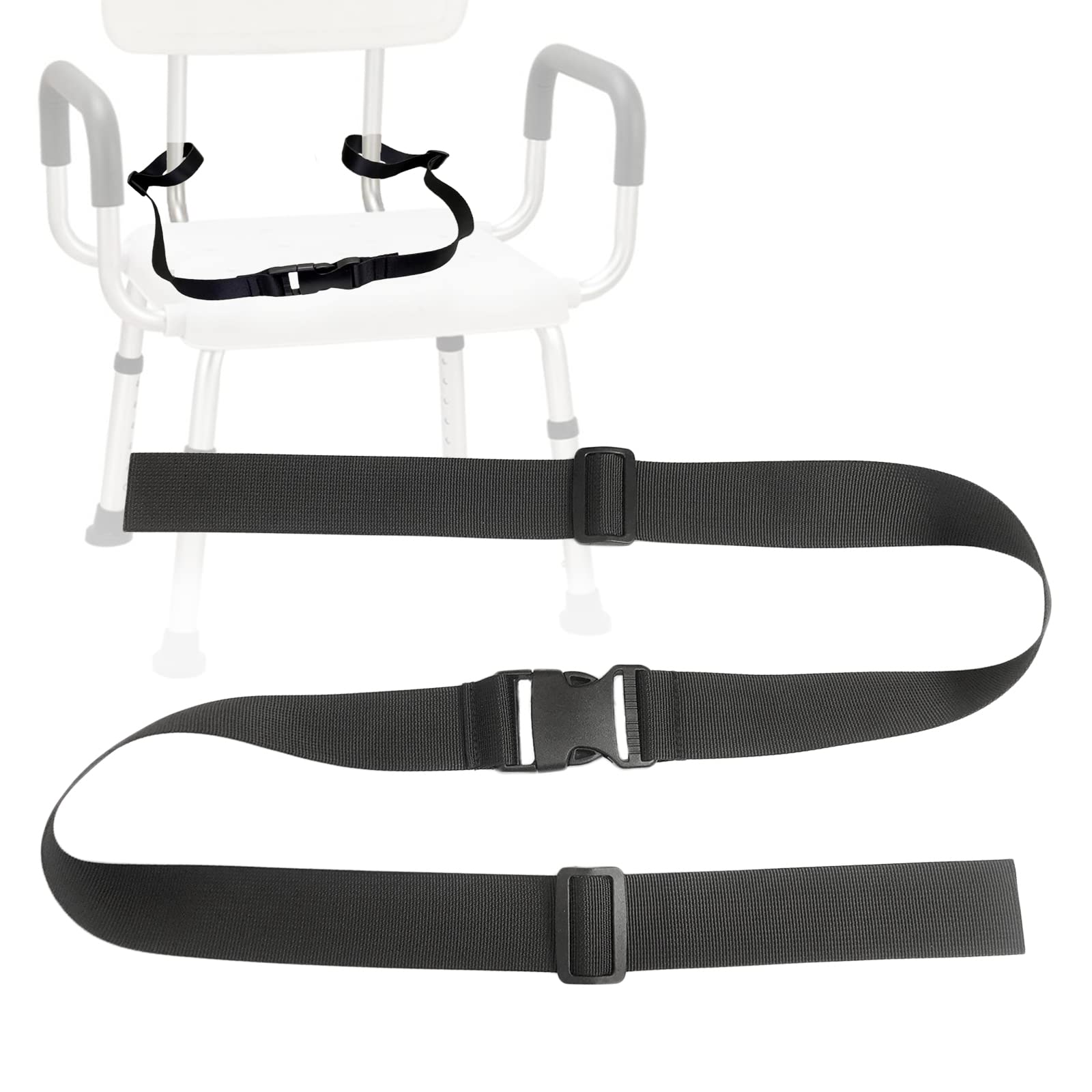 Elderly Shower Chair Seat Anti-Slip Belt, Universal Bath Bench Buckle Strap Nursing Care Supplies for Disabled Patient Bedridden (Black)