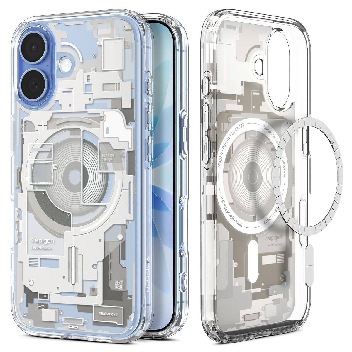 Spigen Ultra Hybrid MagFit Funda de impresión digital directa para iPhone 17 [Diseño personalizado][Compatible con Magsafe] - Zero One Natural Titanium