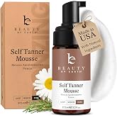 Self Tanner Mousse - USA Made with Natural &amp; Organic Ingredients | Tanning Mousse Foam for Ultra Dark Fake Tan, Non Toxic Sunless Tanner for Darkest Streak Free Finish &amp; Natural Looking Tan