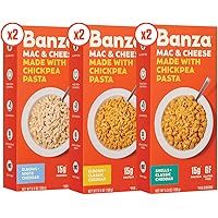 BANZA Chickpea Mac and Cheese Variety Pack High Protein, Gluten Free Mac and Cheese, Healthy Macaroni (Pack of 6) Variety Cas