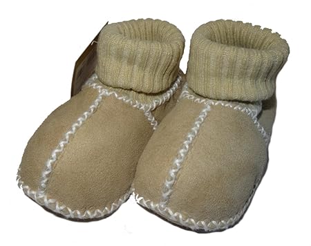 Baby-Lammfellschuhe mit Strickbündchen, sand (20/21)