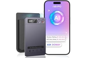 ABVPO AI Voice Recorder, Note Voice Recorder Transcribe & Summarize, AI Noise Cancellation Technology, Supports 152 Languages, 64GB Memory APP Control Audio Recorder for Lectures, Meetings, Calls, Dark Gray
