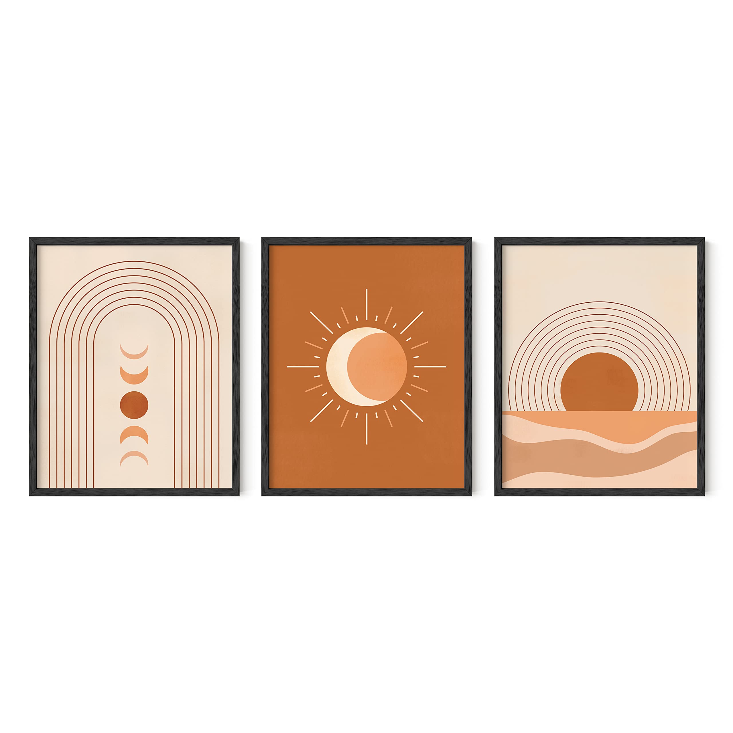 HAUS AND HUES Mid Century Wall Art and Terracotta Decor - Set of 3 Mid Century Art Prints | Geometric Decor (8"x10", UNFRAMED)