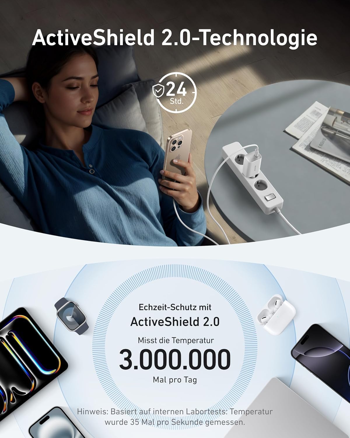 Anker Nano 100W Ladegerät, 100W MacBook Ladegerät, Netzteil für MacBook, iPad, iPhone 17/16, Galaxy, und alle USB-C Geräte, 1,8m USB-C Kabel inklusive (Weiß) 5