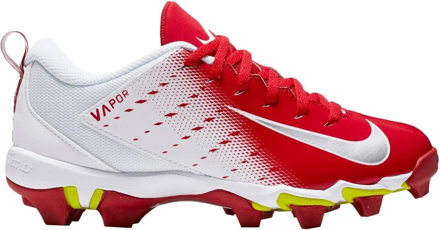 Nike Boy's Vapor Untouchable Shark 3 BG Football Cleat White/Metallic Silver/University Red Size 3.5 M US