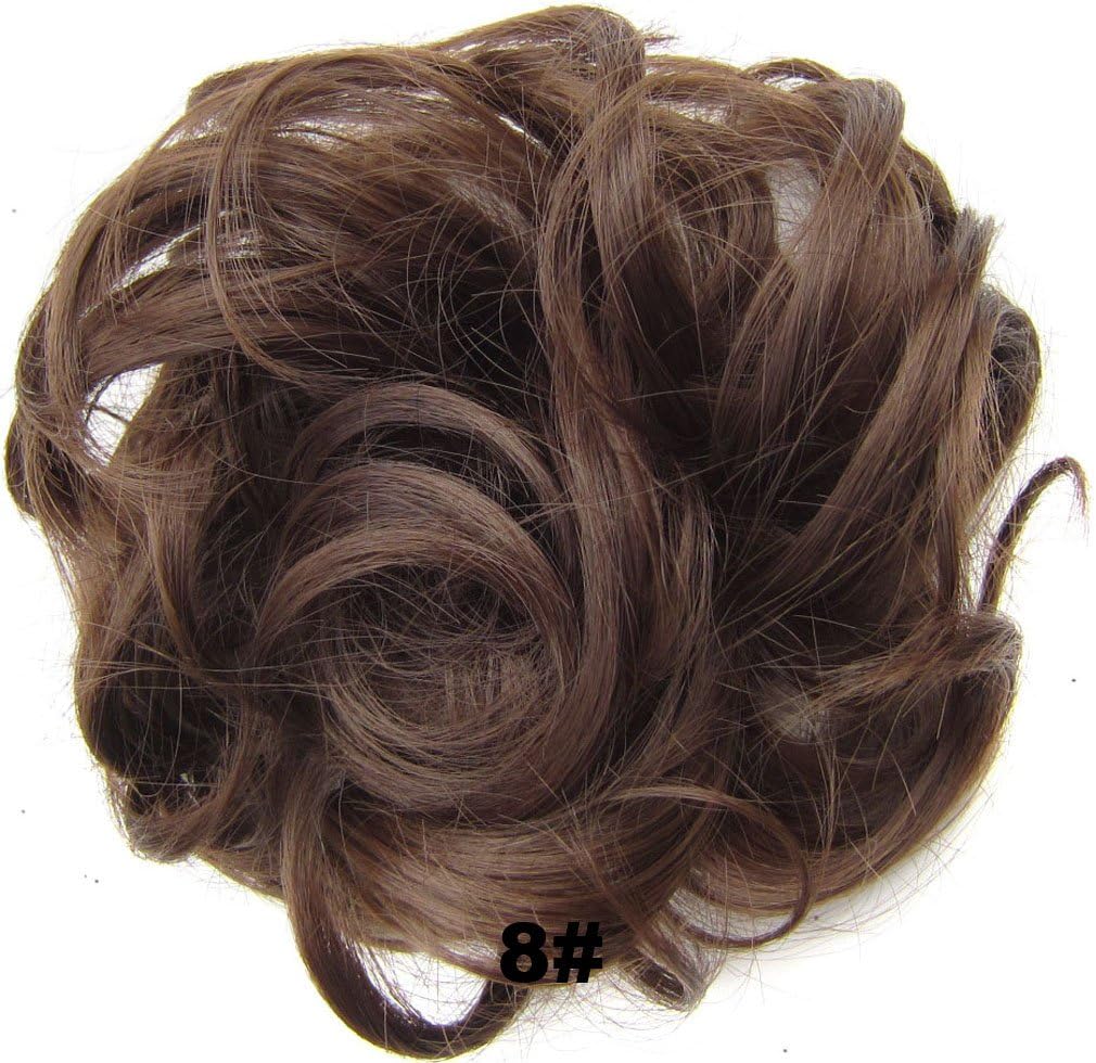Beauty Wig World Scrunchie Bun Up Do Hair piece Hair Ribbon Ponytail Extensions Wavy Curly or Messy Various Colors#8 Medium brown