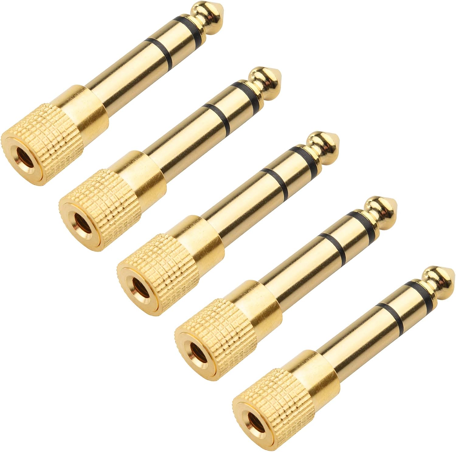 Cable Matters 5-Pack Headphone Adapter, Headphone Jack, 3.5mm to 6.35mm, 6.35mm to 3.5mm Adapter, Gold