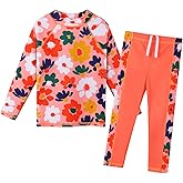 Girls Two Piece Swimsuit Long Sleeve Floral Bathing Suit UPF 50+ Summer Beach Swimwear