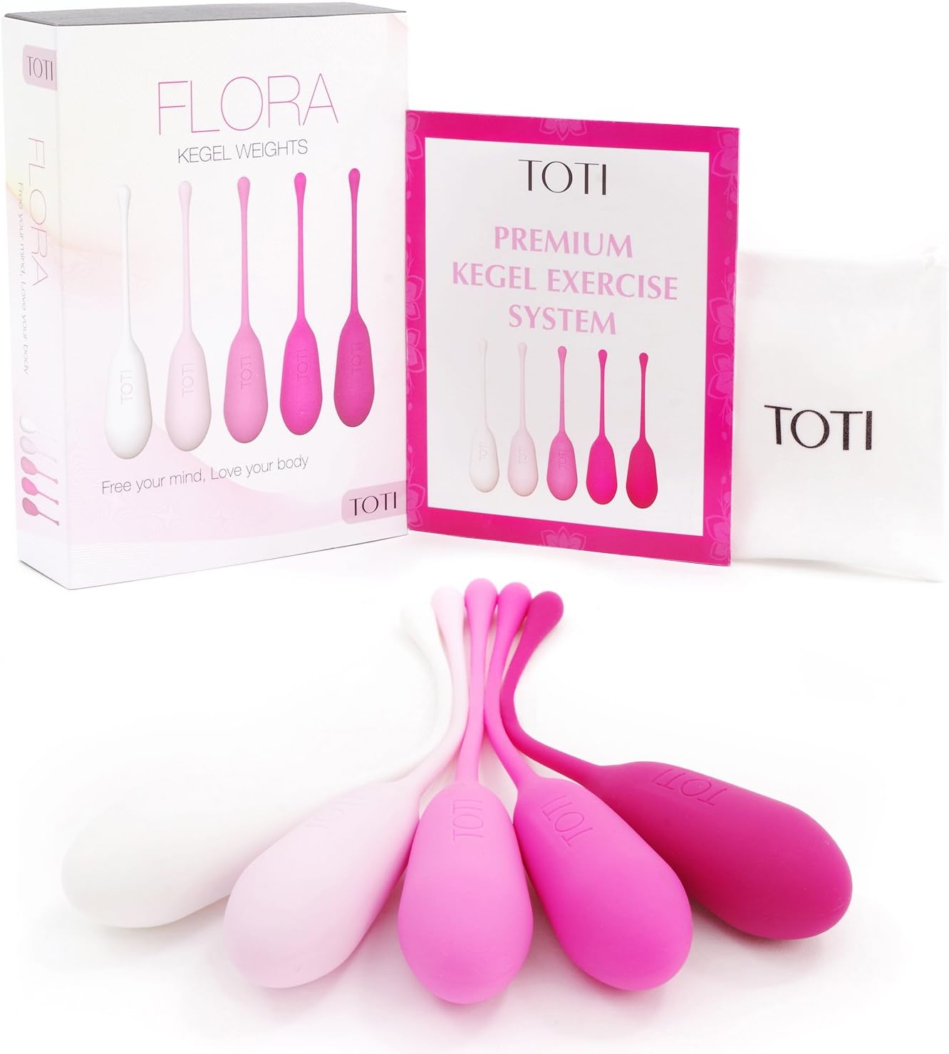 TOTI Kegel Balls Exercise Weights Kit (5-Piece Set) Premium Progressive Kegal Weights to Strengthen & Tighten Pelvic Floor, Post-Pregnancy Bladder Control | Medical-Grade Silicone