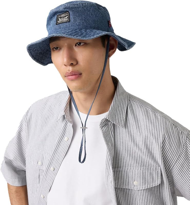 Summer Drawstring Bucket Hat Hat Donna, Ocean Indigo Wash 6, S-L