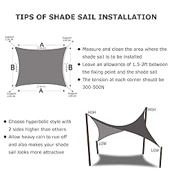 Shade&Beyond 5'x5' Sun Shade Sail Canopy Square, UV