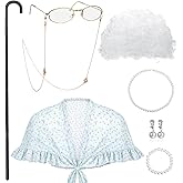 Tatuo 100 Days of School Old Lady Costume for Kids Girls Old Lady Costume Kit with Nightgown Wig Cane Cosplay Accessories