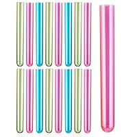5 5/8" Neon Plastic Test Tube Shot Assorted Colors 3/4 oz Shooter - 100 Pack
