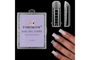 TOROKOM Dual Nail Forms for Poly Extension Gel, 120 PCS Square Poly Nail Gel Nail Molds for Builder Extension Nail Art Design Salon&DIY