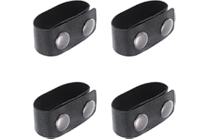 Meyeyaia 4 Pcs Duty Belt Keepers with Double Snaps for 2"/2.25" Wide Belt, PU Leather Belt Keeper for Police Duty Belt Law Enforcement Accessories