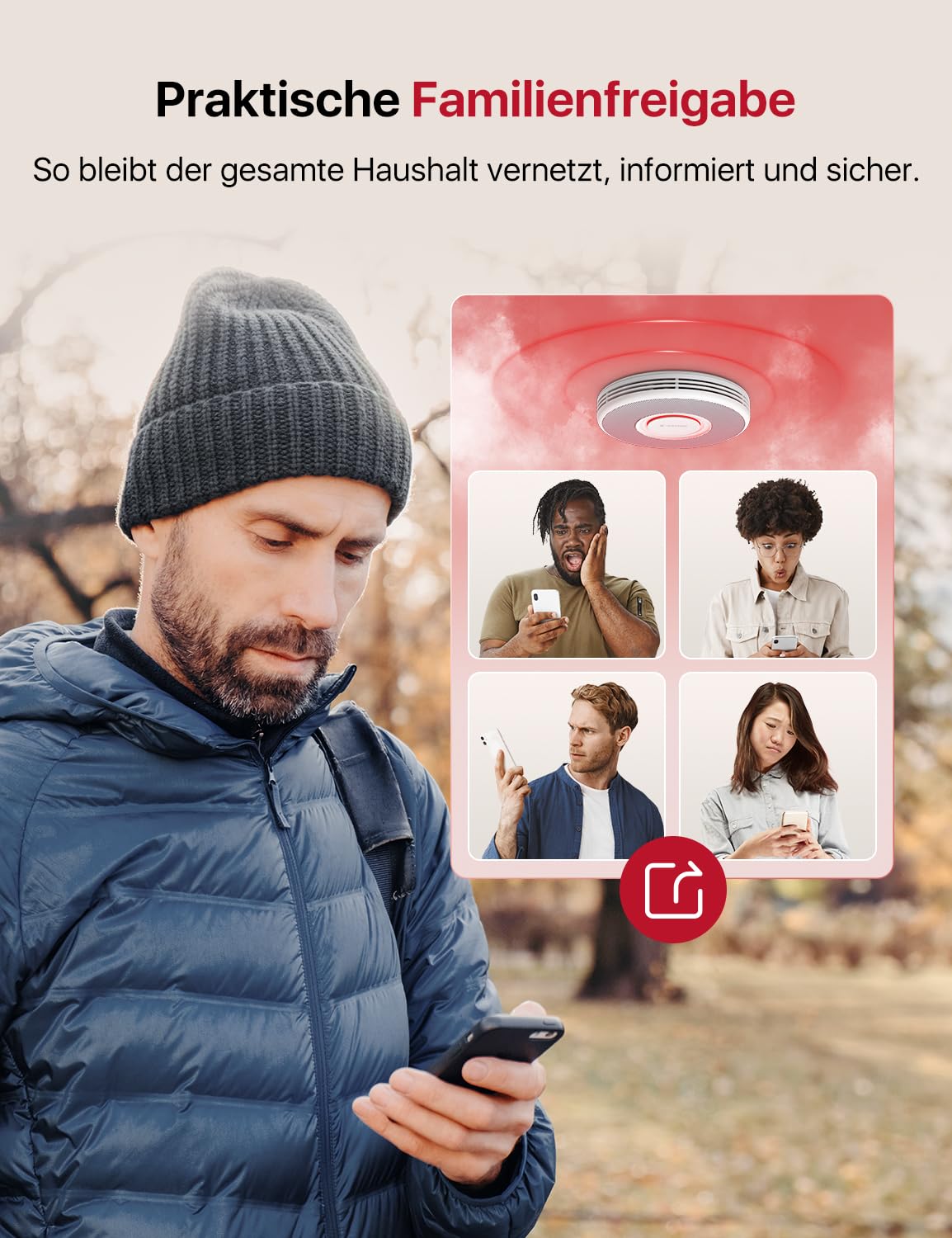 X-Sense Smarter Rauchmelder WLAN mit Sprachausgabe und 17 Standorten, Feuermelder, Rauchmelder vernetzt, 33 mm, Brandmelder mit SBS50 Basisstation, XS0B-MR241, 24 Stück 5