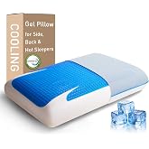 Cooling Gel Memory Foam Pillow for Hot Sleepers, Medium Loft Standard Size | Cooling Pillow for Side &amp; Back Sleepers, Medium Firm Support for Neck &amp; Shoulder Pain Relief, Reversible Washable Cover