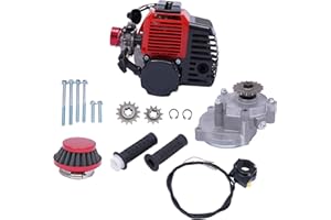 KONKENIE 49CC 2 Stroke Gas Powered Engine Motor Kits Single Cylinder Air-Cooled Pull Start (for Vapor Scooter Pocket Motorcycle) Red