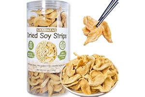 GXXDMZAQ Dried Tofu Skin Strips - Handmade Chinese Dried Soy Strip, Soy Chunks | 8.82 OZ Resealable Jar | Vegan Soybean Strips, Gluten-Free | Asian Cooking, Stir Fry & Hot Pot Essential
