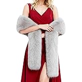 RainFlowwer Women's Faux Fur Collar Scarf Wrap, Warm Scarf Wrap Stole Shawl Shrug Neck Warmer for Winter