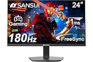 SANSUI 24 Inch 180Hz Gaming Monitor MPRT 1ms FHD Computer Monitor, 4000:1, 110% sRGB, HDR, HDMI DP Ports, FreeSync, Racing FP