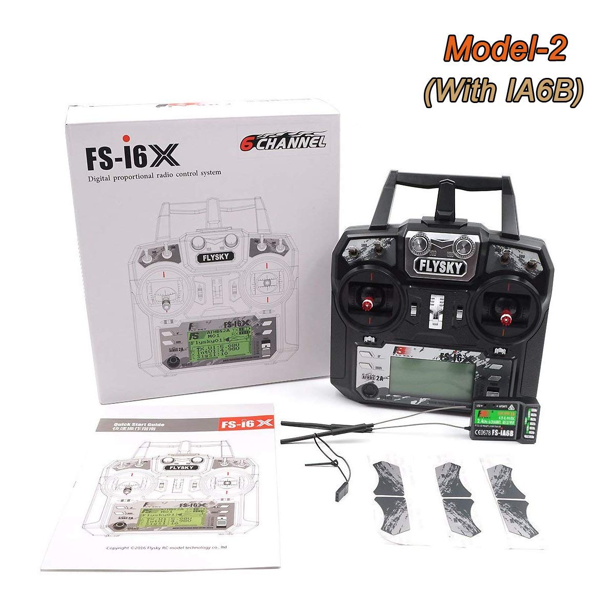 Drone Start Store Flysky FS-i6X 10CH 2.4GHz AFHDS 2A RC Transmitter with FS-iA6B Receiver for RC Quadcopter