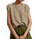 Saodimallsu Womens Sleeveless Crewneck Sweaters Ribbed Knit Tank Tops 2025 Trendy Sweater Vest