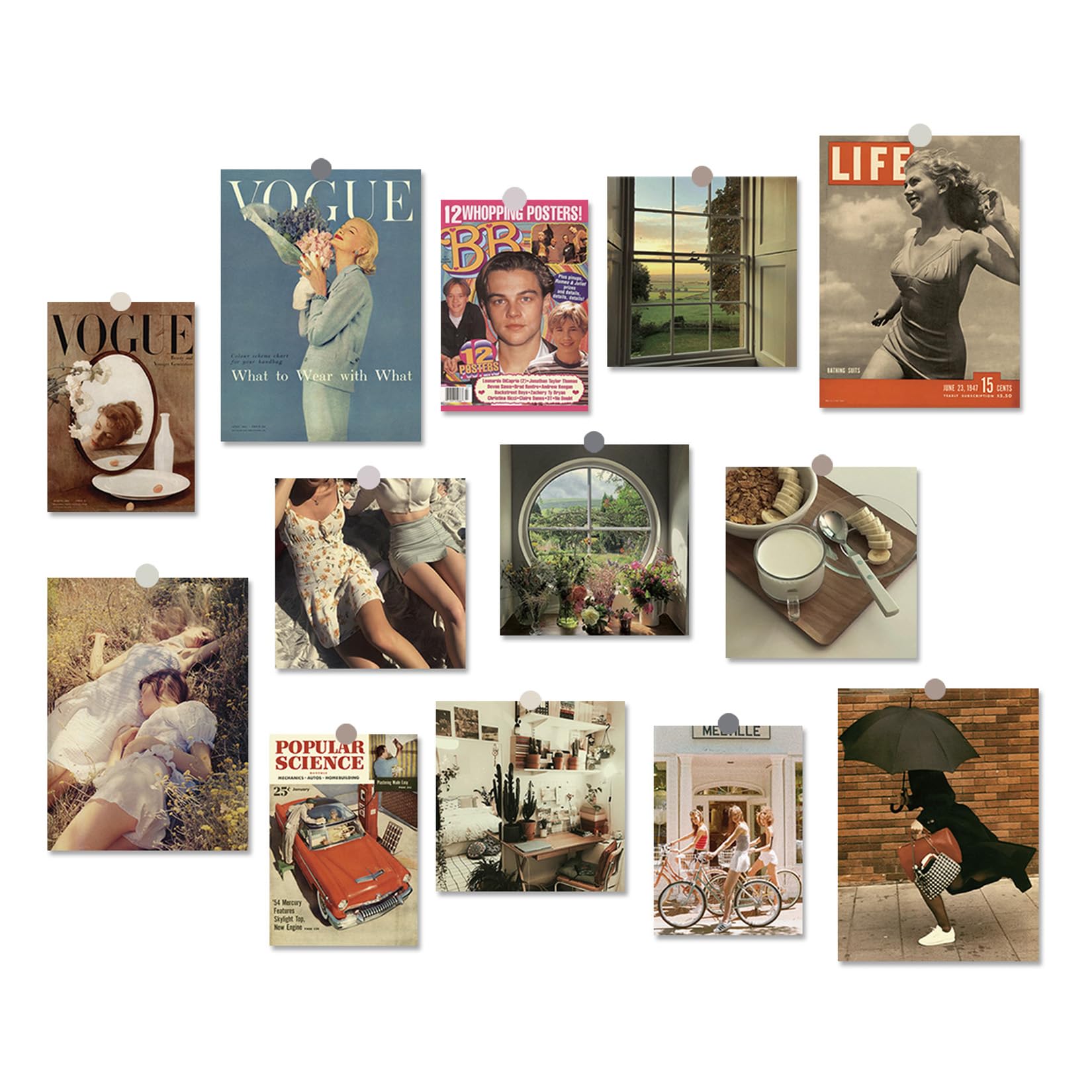 Vintage Wall Art Posters for Dorm Decor, Paper Prints Unframed 13 Pcs Wall Art Prints, Wall Collage Room Decor Aesthetic
