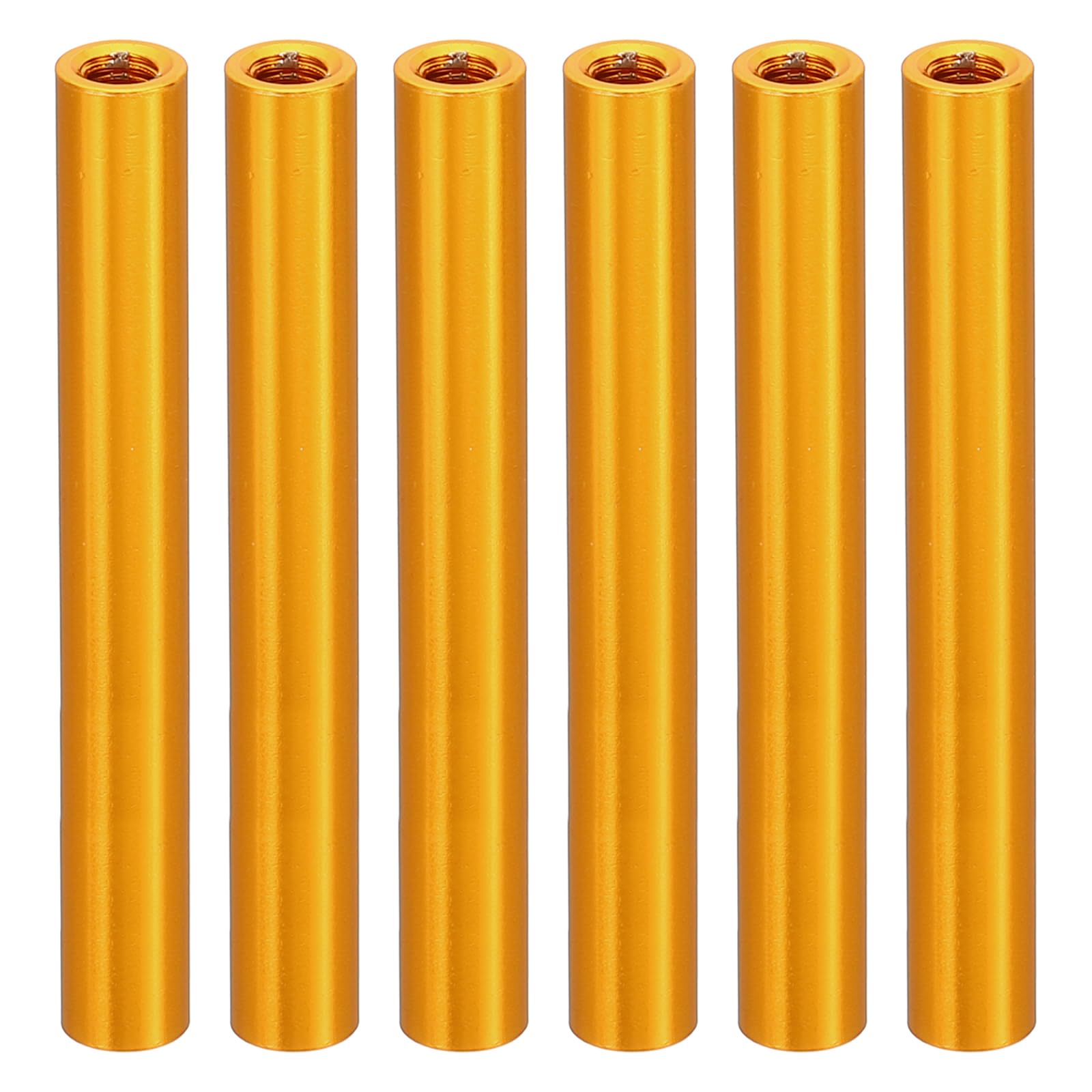 PATIKIL 6pcs M3 Metal Threaded Standoff Spacer Nuts, Round Aluminum Spacers Female Coupling Screws, 1/8" ID x 3/16" OD, Gold 3x5x40mm