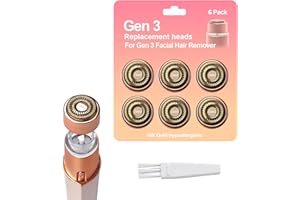 FRASAM 6Pack Facial Rose Gold Gen 3 Replacement Heads for Flawless Hair Remover Generation 3, 18K Gold Double Blades